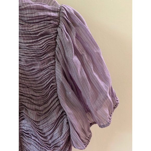 Shimmery Violet Blouse with Neck Tie - Picture 4 of 5